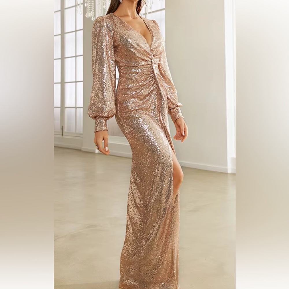 Elegant Gold Sequin Dress